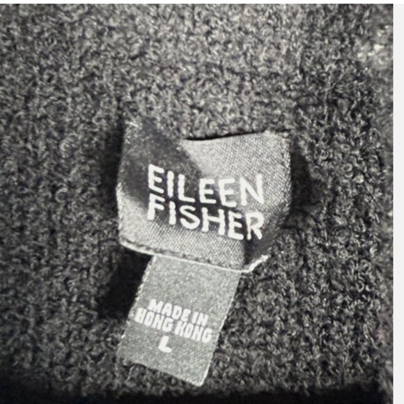 Vtg Eileen Fisher Black Wool Turtleneck Sweater Womens L Pullover Hong Kong - Picture 4 of 5